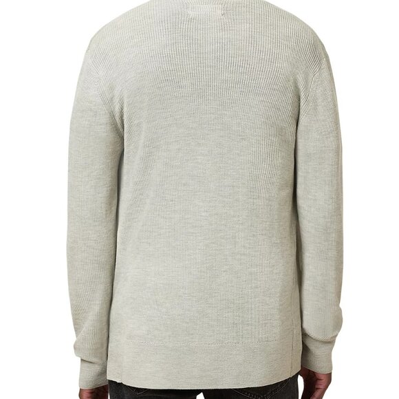 AllSaints Merino Wool Open Front Shawl Collar Ramskull Mode Cardigan - Picture 2 of 10